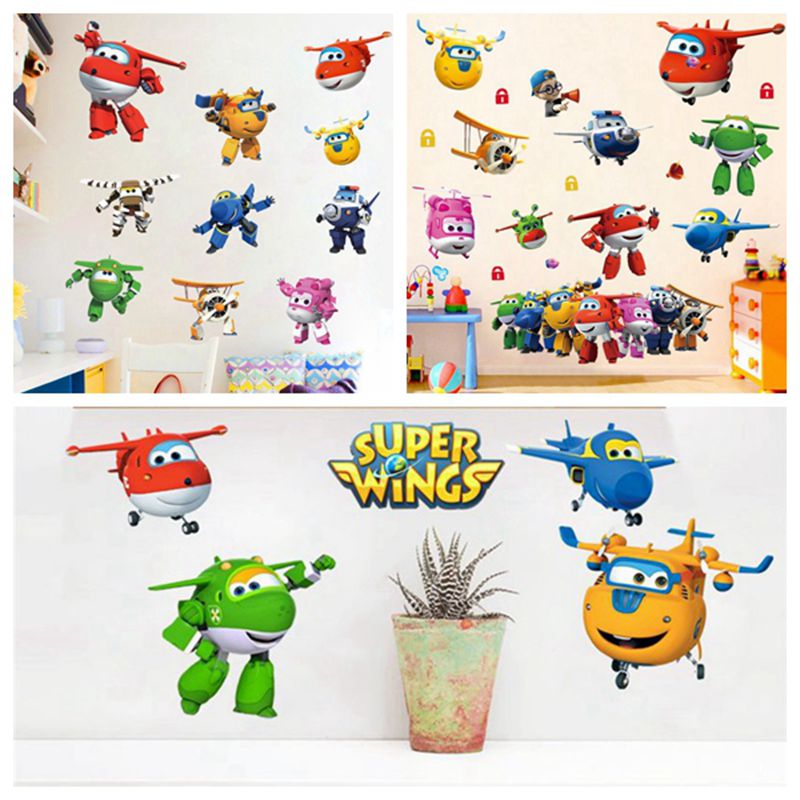 Baby Nursery Package - การ์ตูนร้อน Super Wings Deformation เครื่องบินหุ่นยนต์เด็กตกแต่งบ้านอะนิเมะโปสเตอร์ Wall