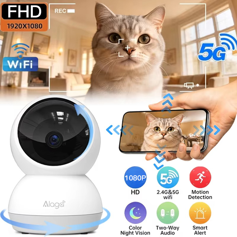 Baby Nursery Camera - กล้องวงจรปิดอัจฉริยะ WiFi แบบไร้สาย รองรับคลื่นความถี่คู่ 5G/2.4GHz สำหรับใช้งานภายในอาคาร