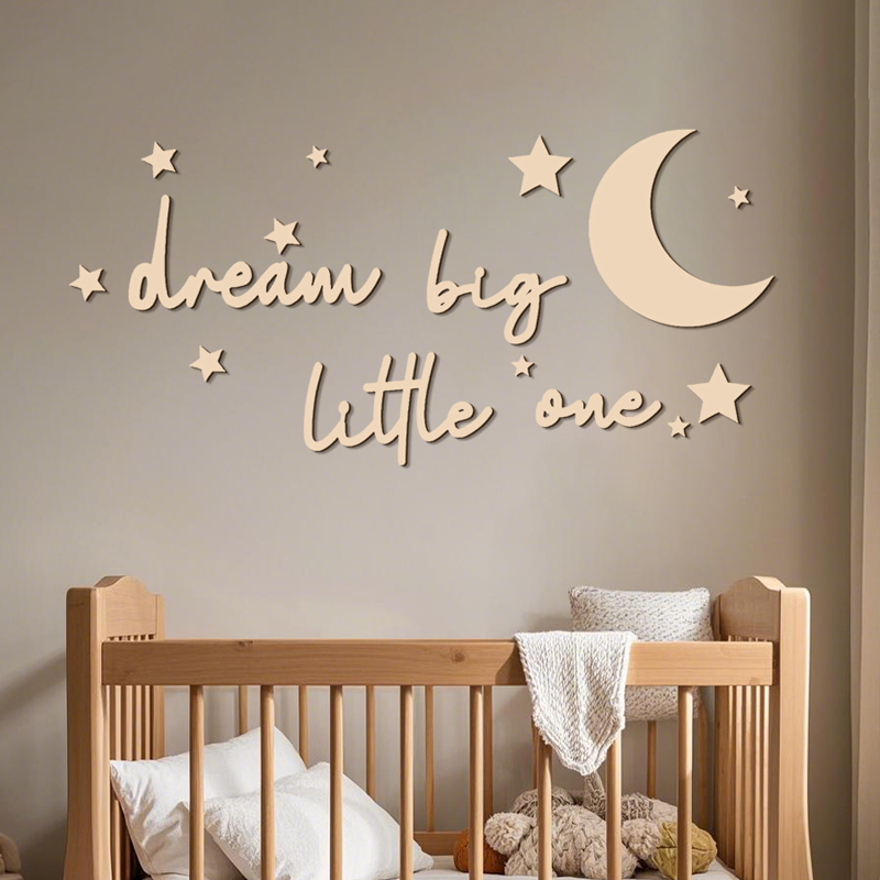 Baby Nursery Package - Dream Big Little One ป้ายไม้สติ๊กเกอร์ติดผนัง Wall
