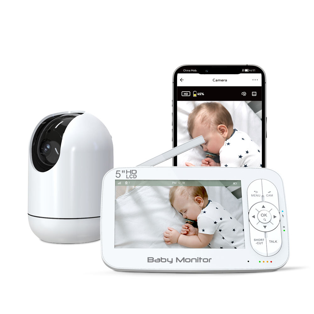 Baby Nursery Camera - กล้องวงจรปิดไร้สายสำหรับเด็ก 5 นิ้ว 2MP 1080P ควบคุมผ่านแอพฯ