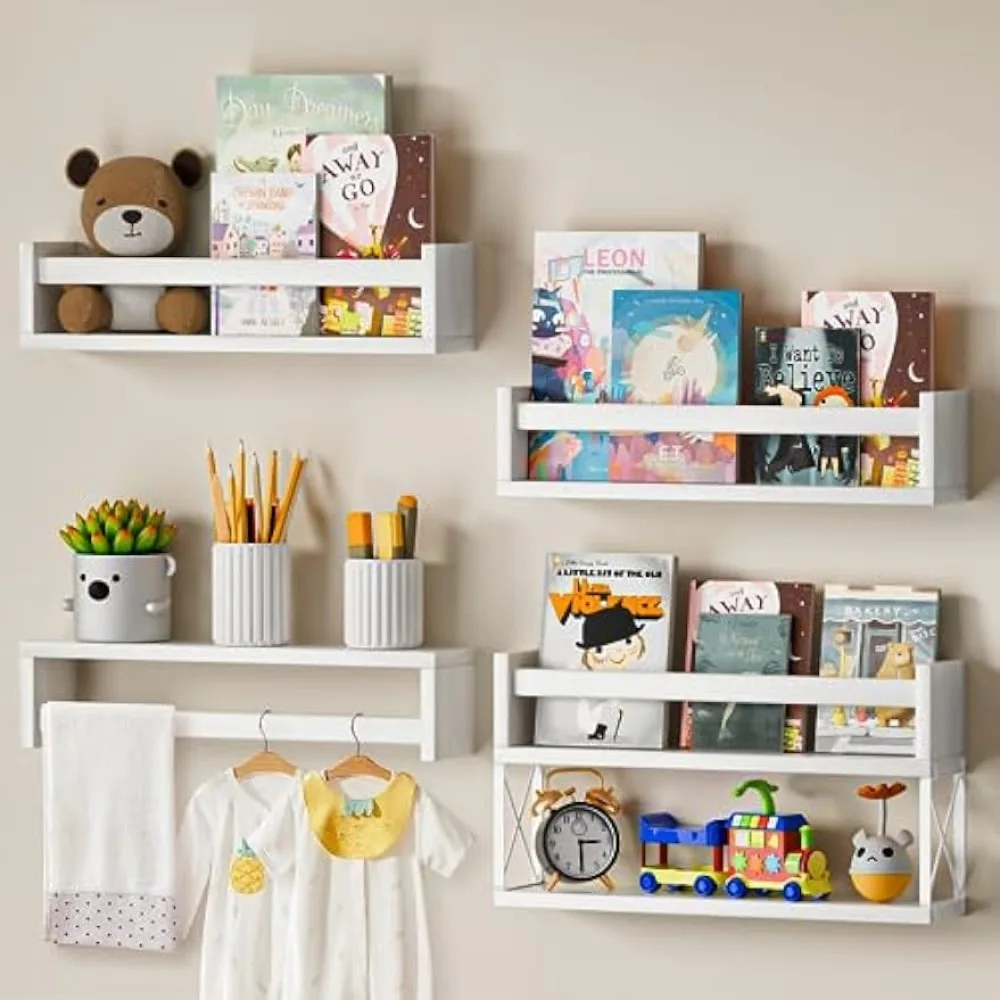 Baby Nursery Floating Shelves - ชั้นวางหนังสือเด็ก QimCoor ชุด 4+1 ชั้น ขนาด