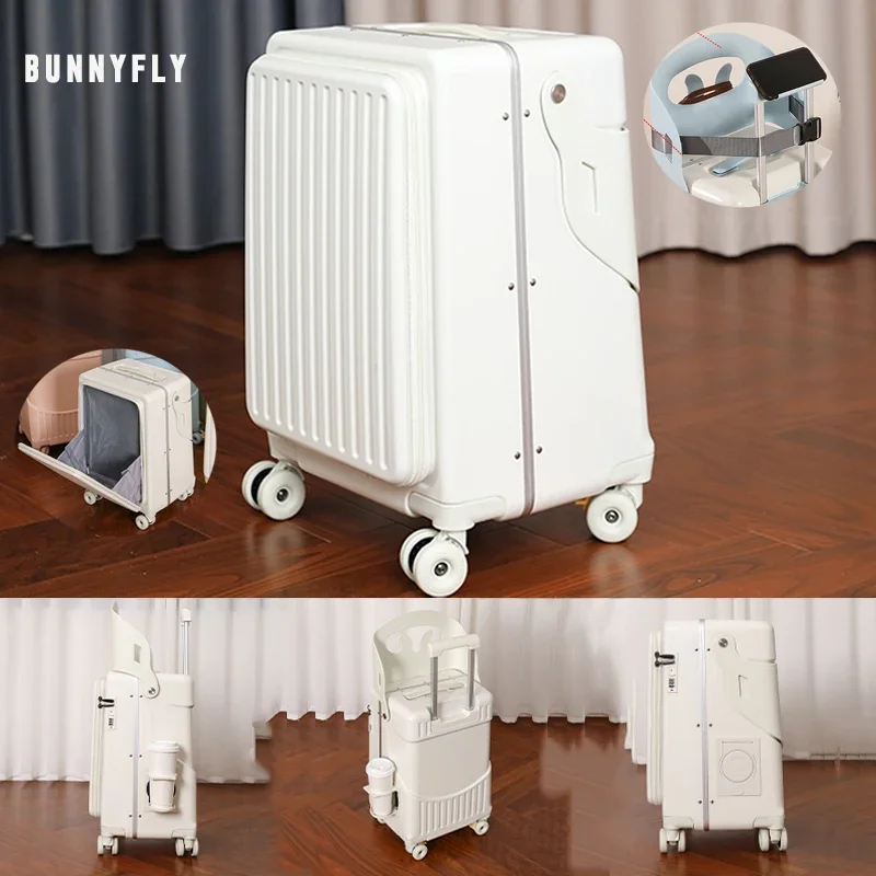Baby Nursery Trolley - BunnyFly Kid Mom กระเป๋าเดินทางที่นั่งสําหรับเด็กสามารถนั่งขี่รถเข็นกระเป๋าเดินทางเด็กกระเป๋าเดินทางมัลติฟังก์ชั่น Boardable