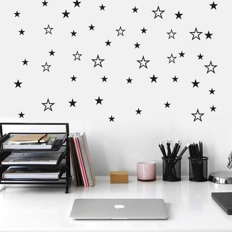 Baby Nursery Vinyl - ขนาดผสม Hollow ดาวสติ๊กเกอร์ติดผนังสำหรับห้องพักเด็กเนอสเซอรี่ Art Wall Decals