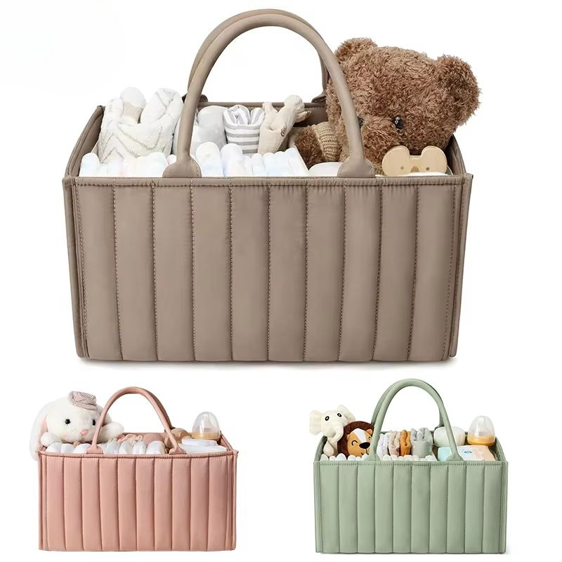 Baby Nursery Essentials - ตะกร้าเก็บของสำหรับเด็กอ่อน ตะกร้าเก็บของสำหรับของใช้จำเป็นสำหรับทารกแรกเกิด ตะกร้าเดินทางสำหรับผ้าอ้อมและผ้าเช็ดทำความสะอาดเด็ก กระเป๋าจัดเก็บของ