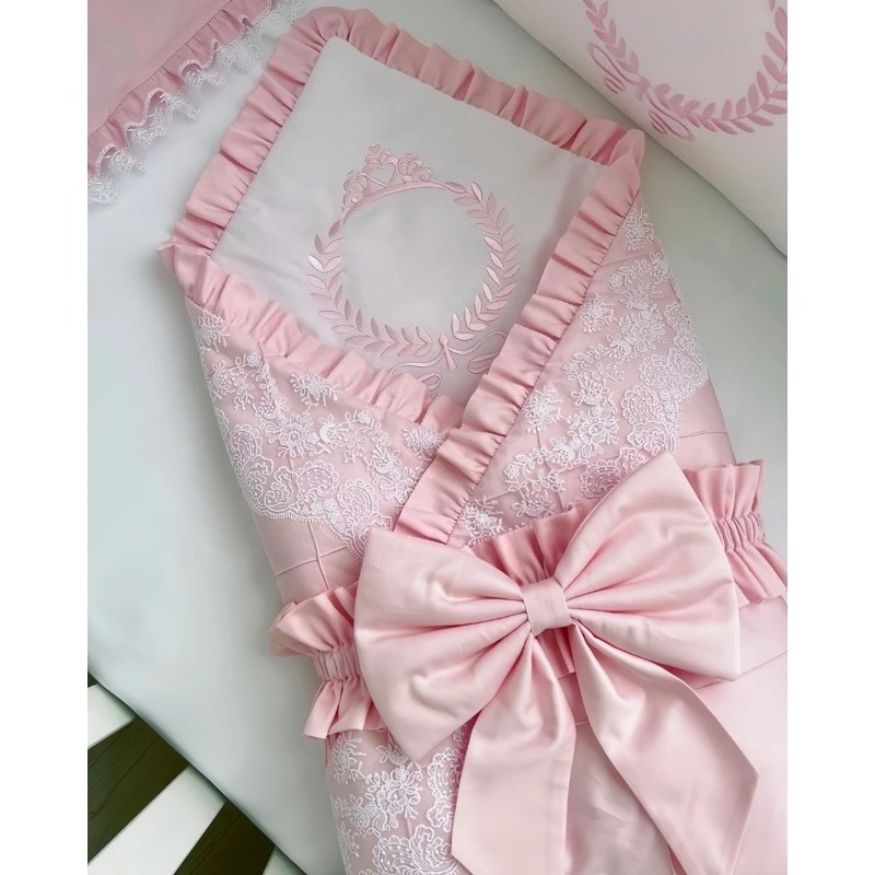 Baby Nursery Sets - ชุดผ้าซาตินหรูหราพร้อมโบว์ - ผ้าห่อตัวสำหรับถ่ายภาพเด็กแรกเกิดและอุปกรณ์ตกแต่งงานแต่งงานในห้องเด็ก ropa de bebe