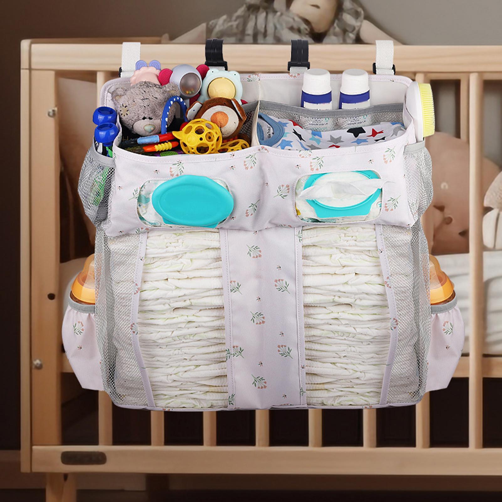 Baby Nursery Storage - แขวนเปลเด็กกระเป๋าทารก Essentiales ผ้าอ้อมผ้าอ้อมสําหรับขวดนมผ้าเช็ดทําความสะอาด Bib Cribs เนอสเซอรี่กระเป๋า