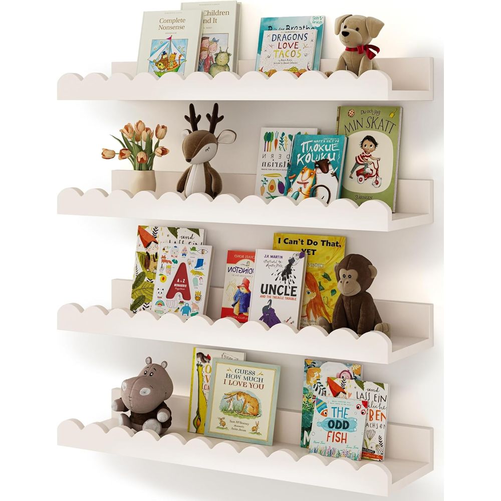 ชั้นวางของลอยติดผนังสีขาว 4 ชิ - Baby Nursery Floating Shelves บทวิจารณ์และราคา