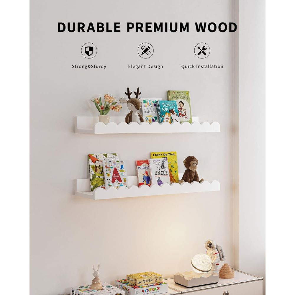 ชั้นวางของลอยติดผนังสีขาว 4 ชิ - Baby Nursery Floating Shelves บทวิจารณ์และราคา