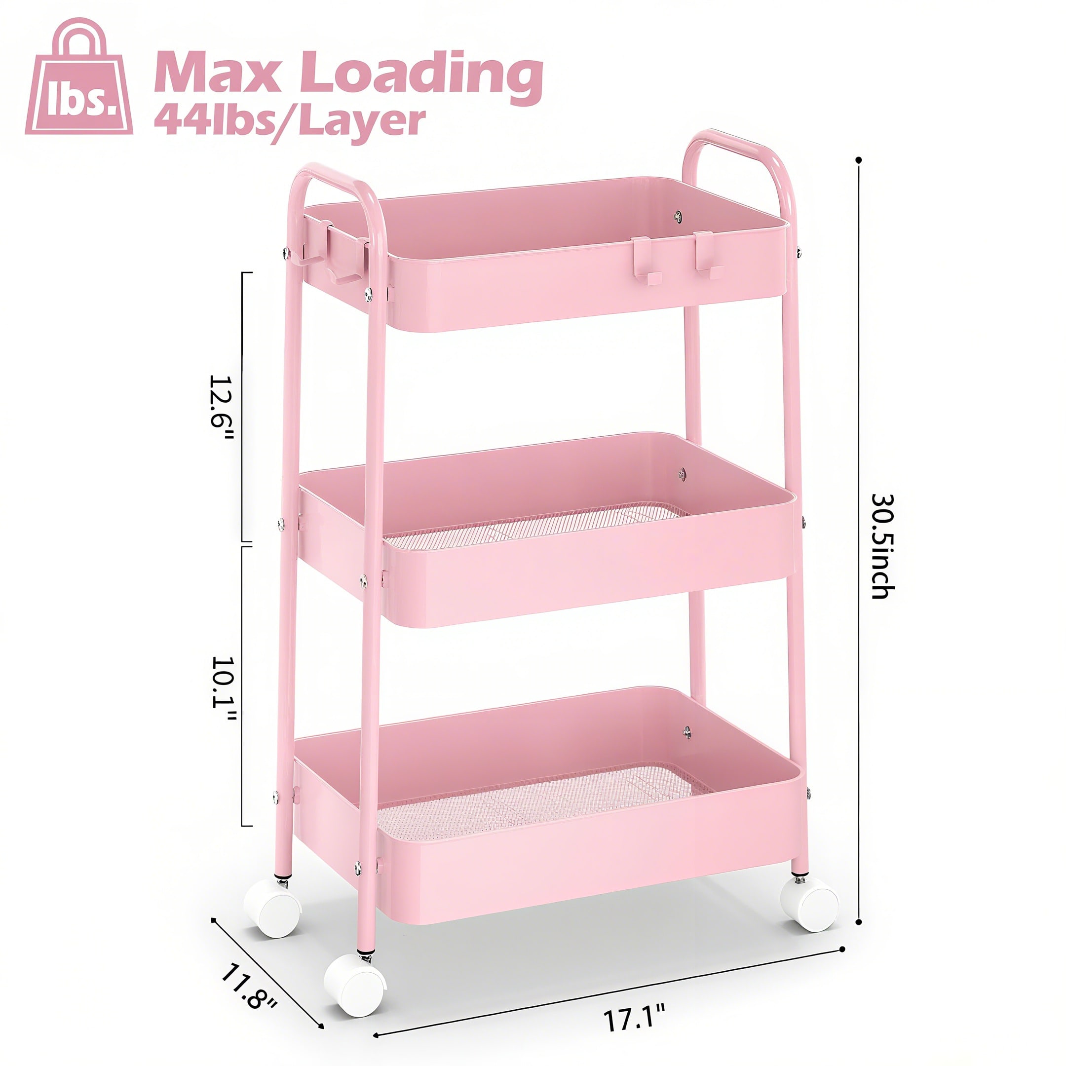 รถเข็นโลหะ 3 ชั้นพร้อมล้อเลื่อ - Baby Nursery Office บทวิจารณ์และราคา