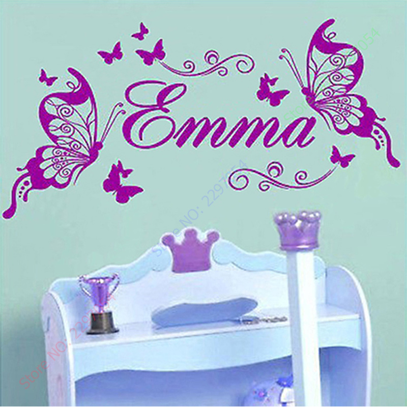 ใหม่ผีเสื้อส่วนบุคคลชื่อไวนิลผ - Baby Nursery Vinyl Wall Stickers บทวิจารณ์และราคา