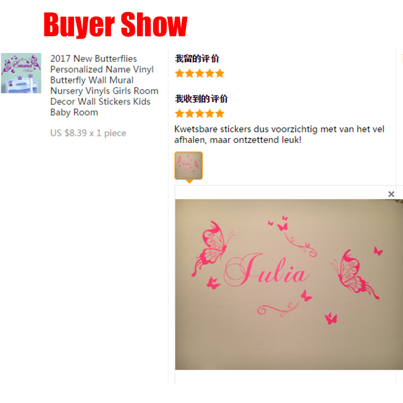 ใหม่ผีเสื้อส่วนบุคคลชื่อไวนิลผ - Baby Nursery Vinyl Wall Stickers บทวิจารณ์และราคา