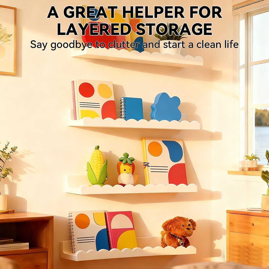ชุดชั้นวางหนังสือสำหรับเด็กแบบ - Baby Nursery Floating Shelves บทวิจารณ์และราคา