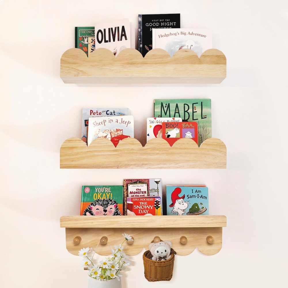 ชั้นวางหนังสือเด็ก 3 ชิ้น ชั้น - Baby Nursery Floating Shelves บทวิจารณ์และราคา