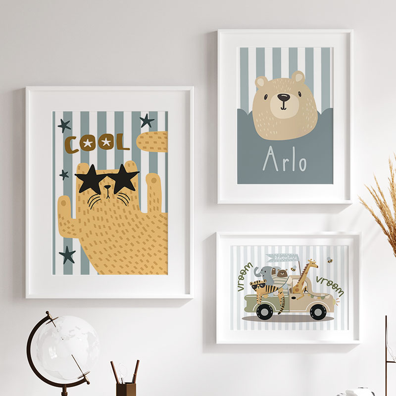 ภาพพิมพ์บนผ้าใบลายเสือ ลายสิงโ - Baby Nursery Name Wall Art บทวิจารณ์และราคา