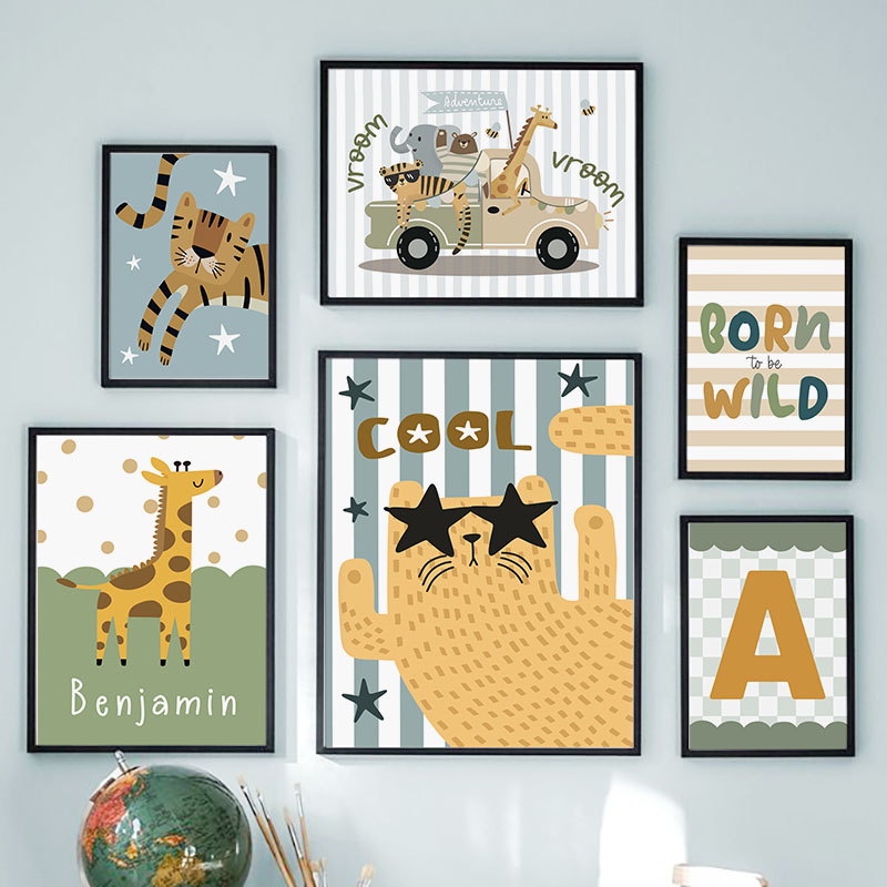 ภาพพิมพ์บนผ้าใบลายเสือ ลายสิงโ - Baby Nursery Name Wall Art บทวิจารณ์และราคา