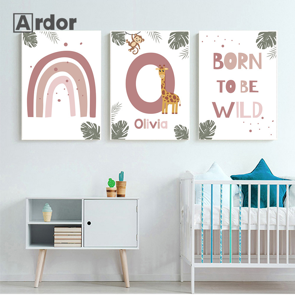 Nordic สัตว์ป่าโปสเตอร์ที่กําห - Baby Nursery Name Wall Art บทวิจารณ์และราคา