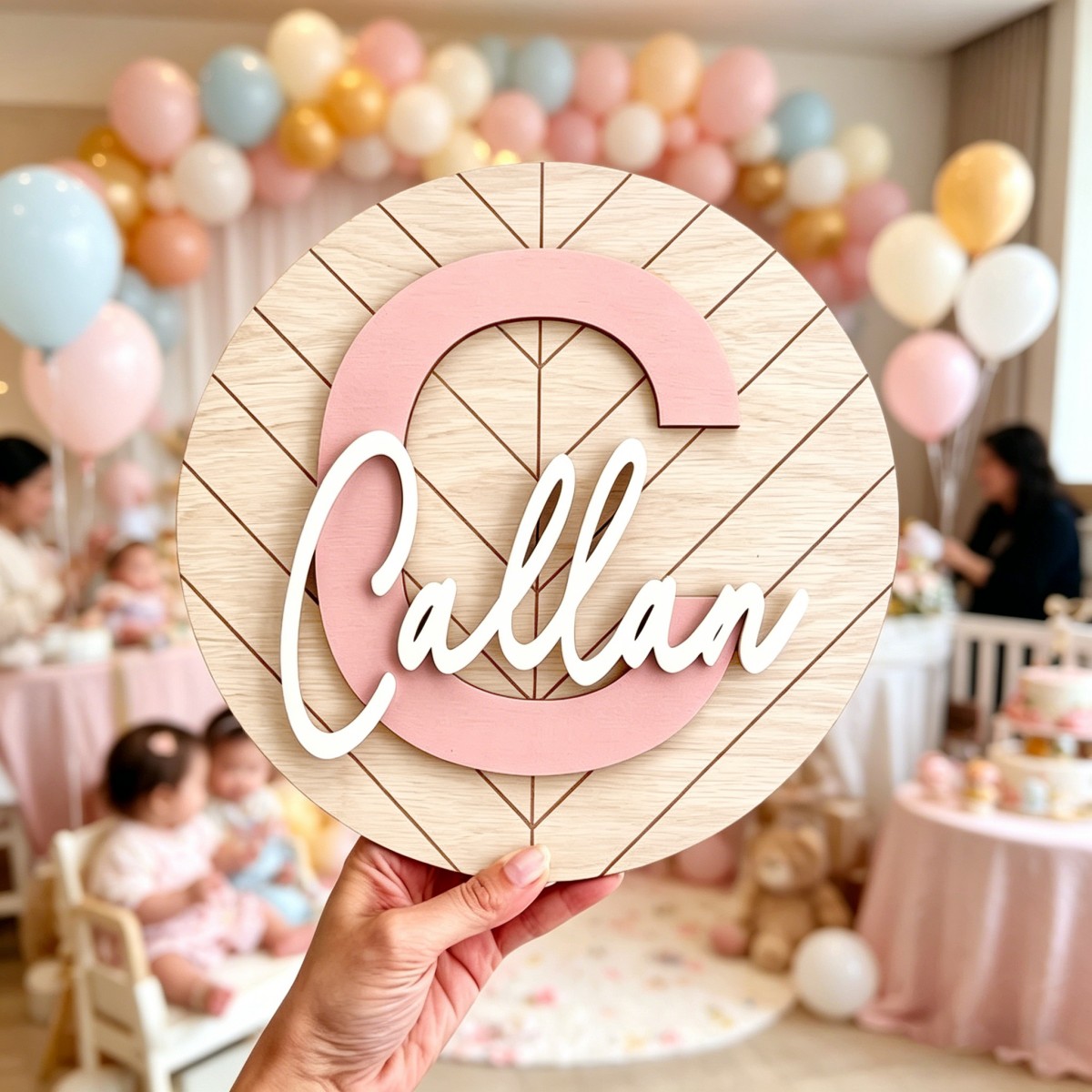 ป้ายชื่อไม้ทรงกลมแบบกำหนดเอง 1 - Baby Nursery Office บทวิจารณ์และราคา