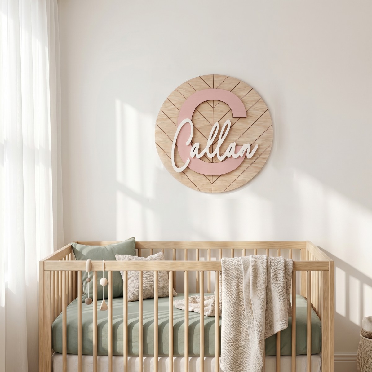 ป้ายชื่อไม้ทรงกลมแบบกำหนดเอง 1 - Baby Nursery Office บทวิจารณ์และราคา