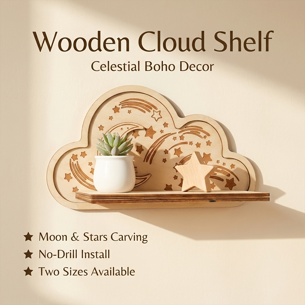 ชั้นวางของติดผนังรูปเมฆไม้ ดาว - Baby Nursery Floating Shelves บทวิจารณ์และราคา