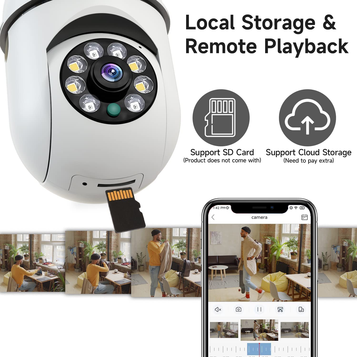 กล้องวงจรปิดหลอดไฟ 8MP E27 แบบ - Baby Nursery Camera บทวิจารณ์และราคา