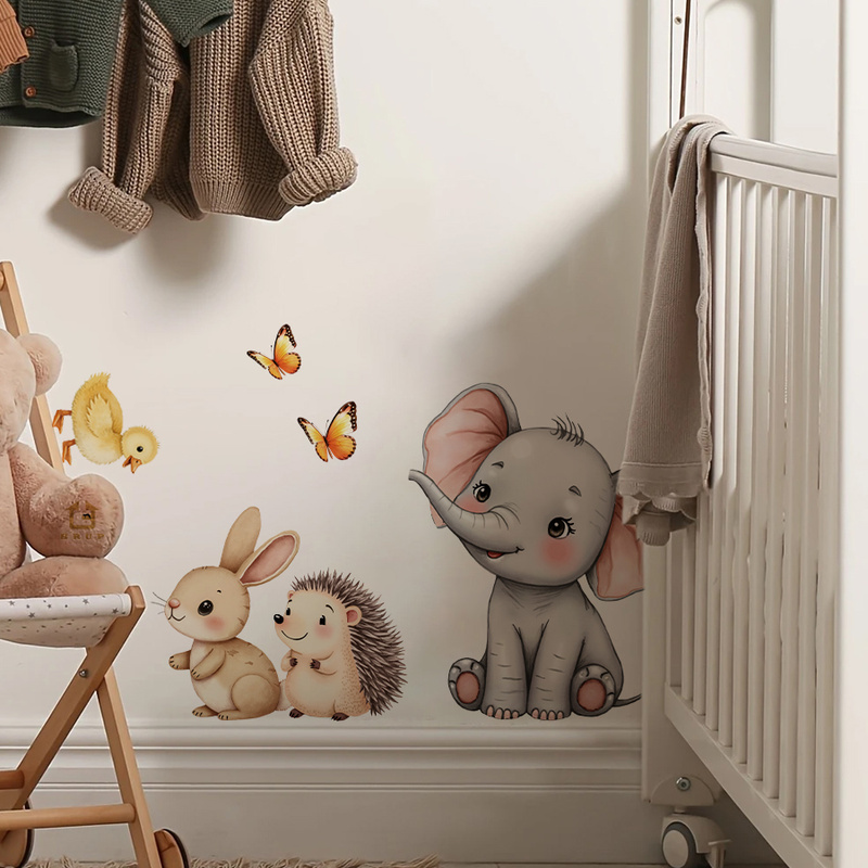 การ์ตูนสัตว์สติ๊กเกอร์ติดผนัง- - Baby Nursery Vinyl บทวิจารณ์และราคา