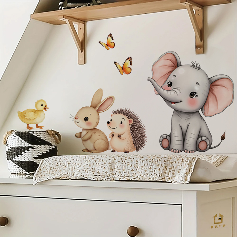 การ์ตูนสัตว์สติ๊กเกอร์ติดผนัง- - Baby Nursery Vinyl บทวิจารณ์และราคา