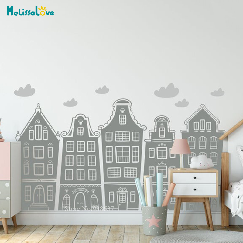 สแกนดิเนเวียนบ้านและเมฆ Decal  - Baby Nursery Package บทวิจารณ์และราคา