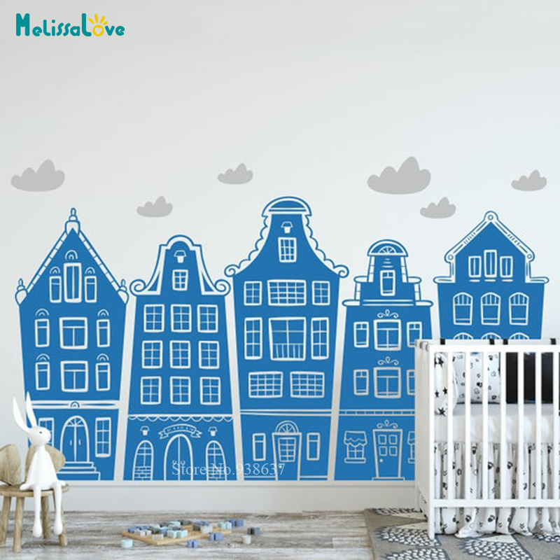 สแกนดิเนเวียนบ้านและเมฆ Decal  - Baby Nursery Package บทวิจารณ์และราคา
