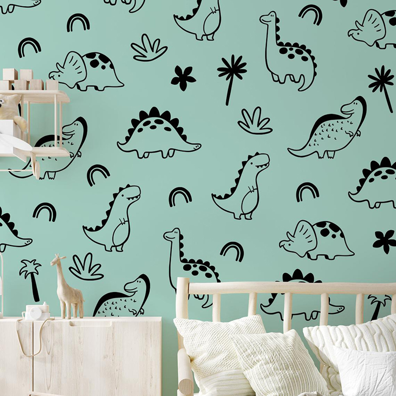 เรขาคณิตไดโนเสาร์ Rainbow สติ๊ - Baby Nursery Vinyl Wall Stickers บทวิจารณ์และราคา