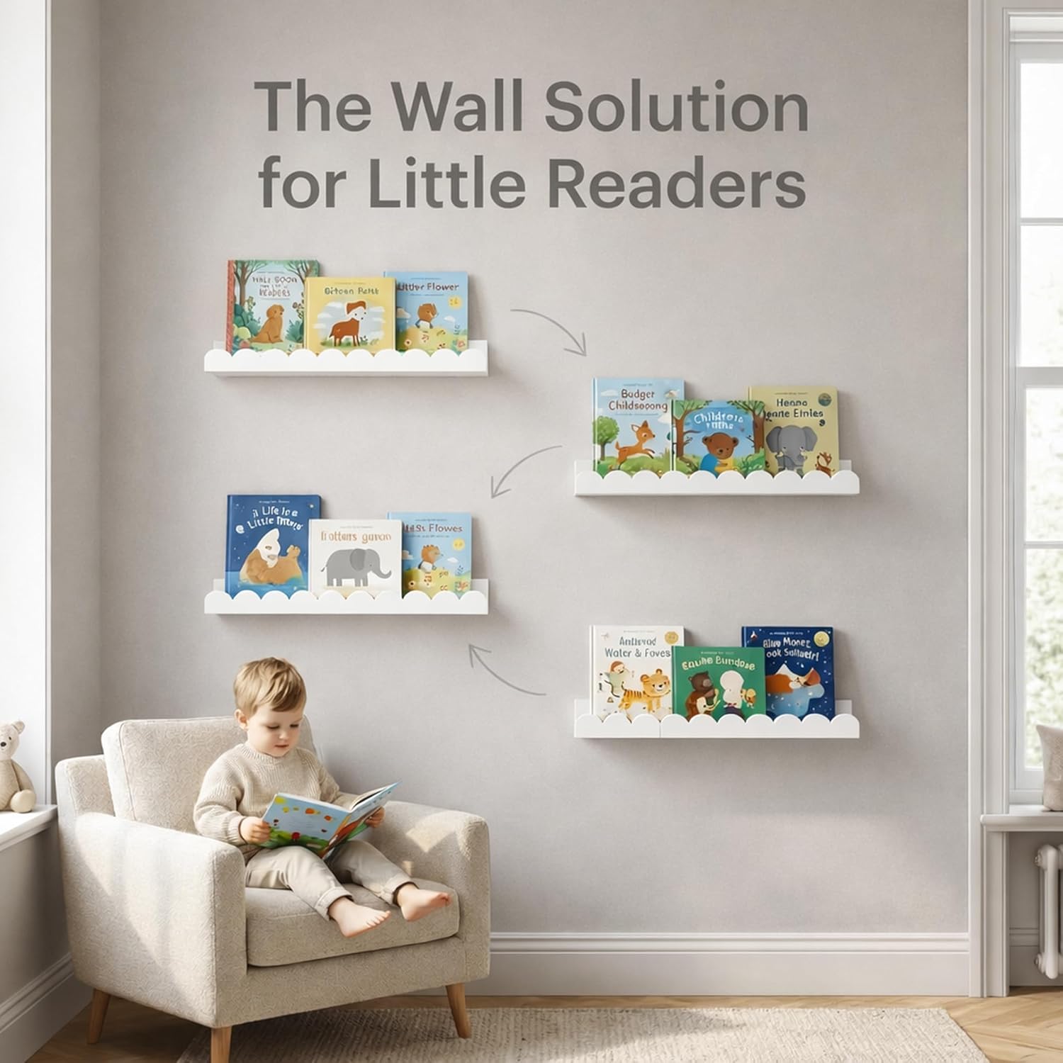 ชุดชั้นวางของลอยตัวสีขาว 4 ชิ้ - Baby Nursery Floating Shelves บทวิจารณ์และราคา