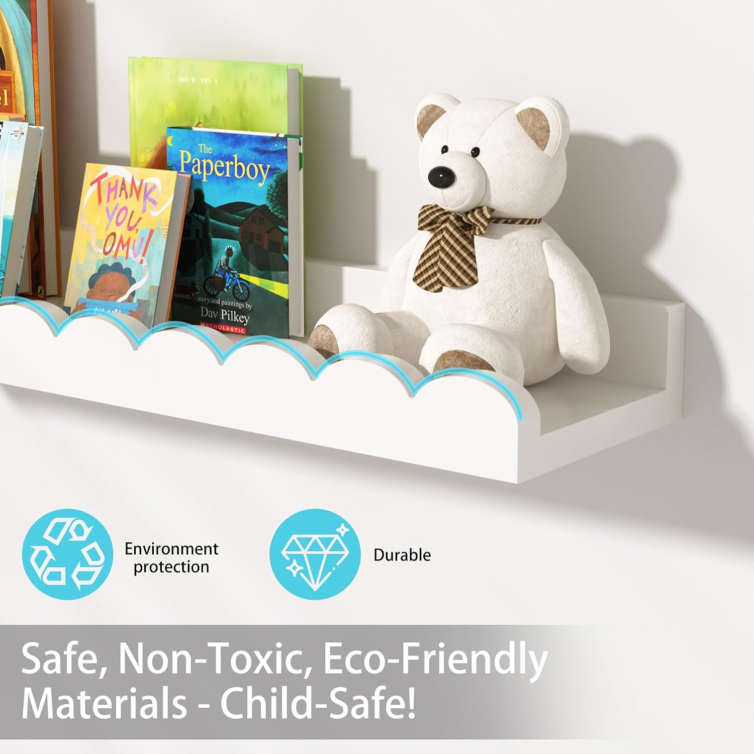 ชุดชั้นวางของลอยตัวสีขาว 4 ชิ้ - Baby Nursery Floating Shelves บทวิจารณ์และราคา