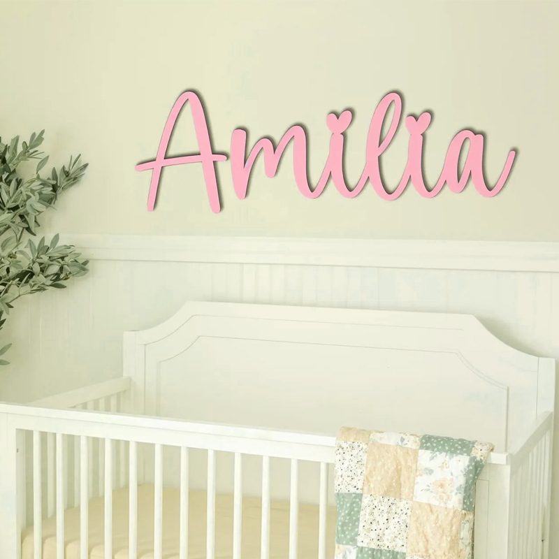 ป้ายชื่อไม้แบบสั่งทำสำหรับห้อง - Baby Nursery Name Wall Art บทวิจารณ์และราคา