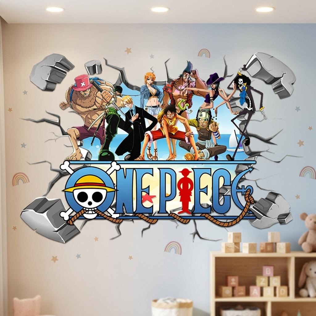 การ์ตูนวันพีช ลูฟี่ 3D สติ๊กเก - Baby Nursery Vinyl บทวิจารณ์และราคา