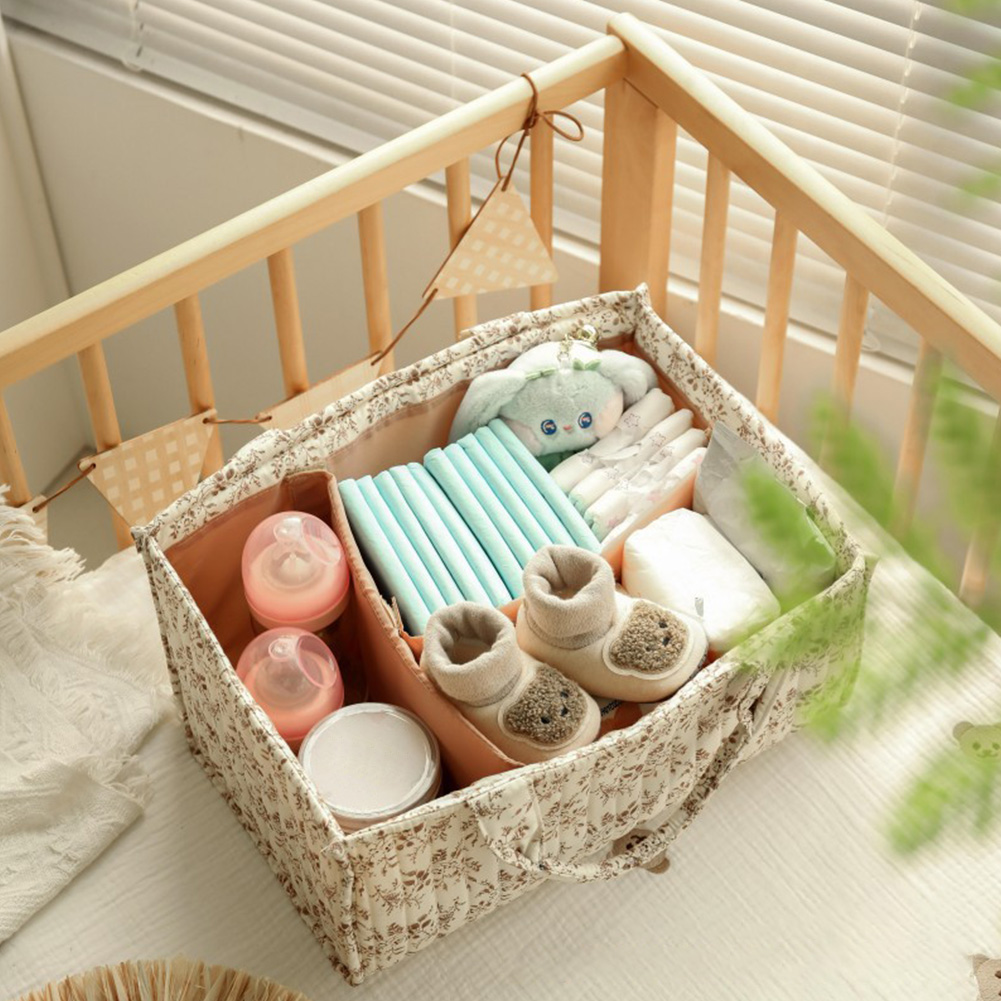 ตะกร้าใส่ผ้าอ้อมลายดอกไม้พร้อม - Baby Nursery Essentials บทวิจารณ์และราคา