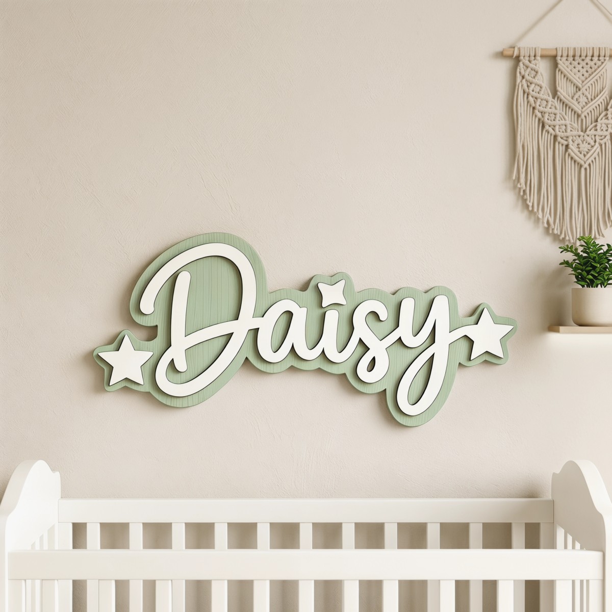 ป้ายชื่อไม้ประดับดาวแบบกำหนดเอ - Baby Nursery Office บทวิจารณ์และราคา