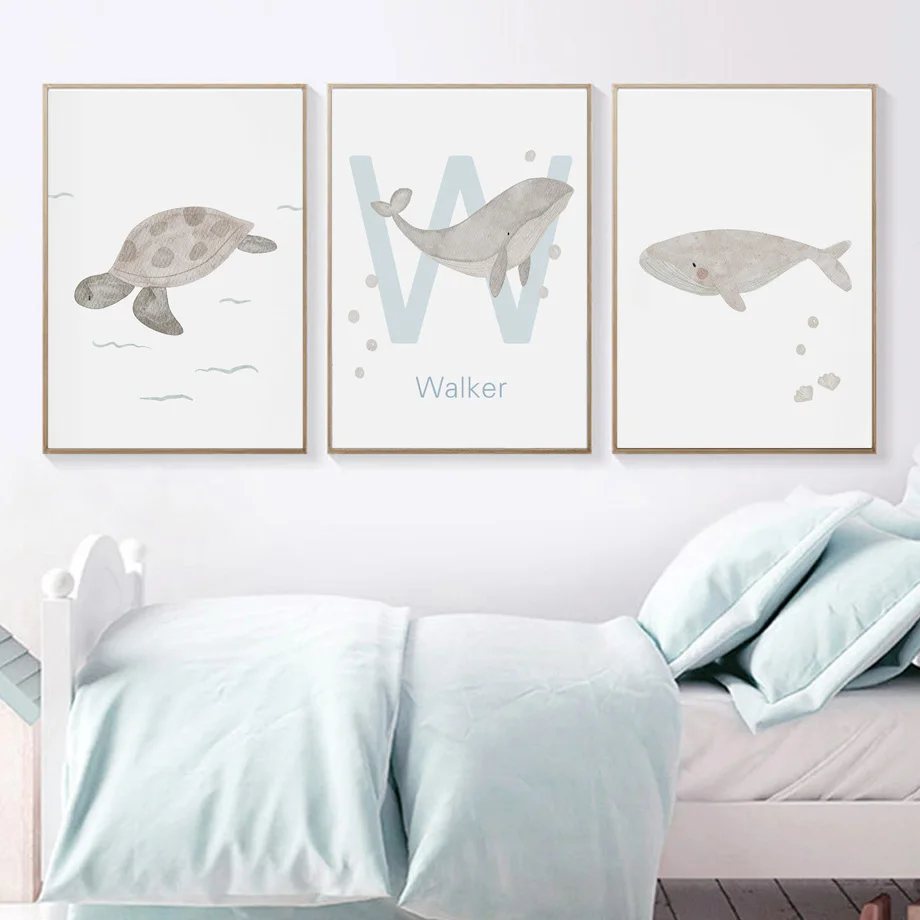 Custom ชื่อปลาวาฬ Octopus เต่า - Baby Nursery Name Wall Art บทวิจารณ์และราคา